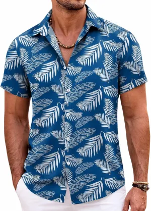 COOFANDY Mens Hawaiian Shirts Short Sleeve Casual Button Down Beach Vacation Summer Shirt