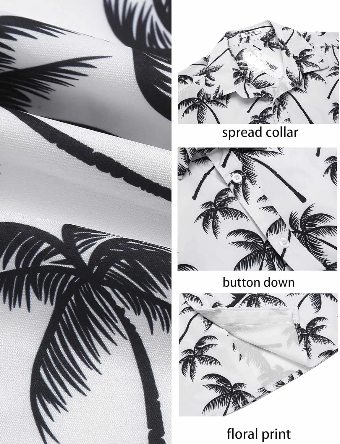 COOFANDY Mens Hawaiian Shirts Short Sleeve Casual Button Down Beach Vacation Summer Shirt