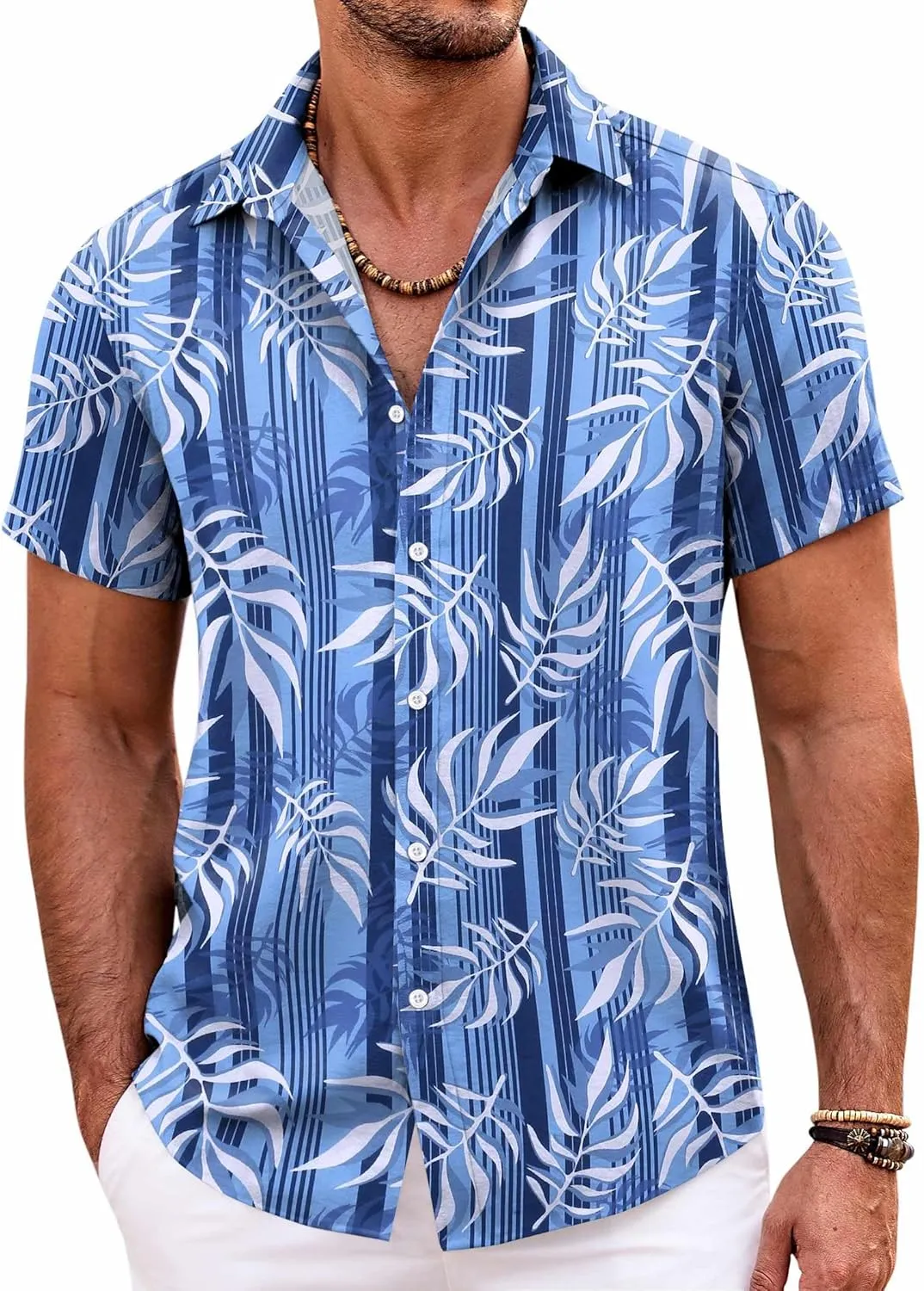 COOFANDY Mens Hawaiian Shirts Short Sleeve Casual Button Down Beach Vacation Summer Shirt