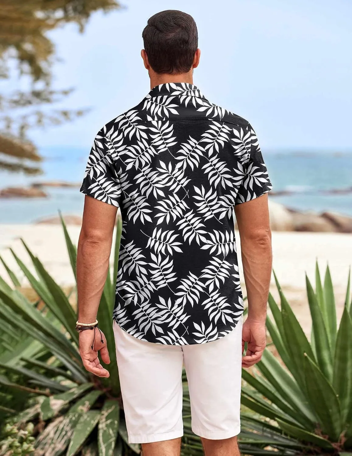 COOFANDY Mens Hawaiian Shirts Short Sleeve Casual Button Down Beach Vacation Summer Shirt