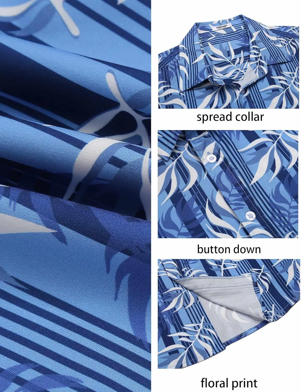 COOFANDY Mens Hawaiian Shirts Short Sleeve Casual Button Down Beach Vacation Summer Shirt