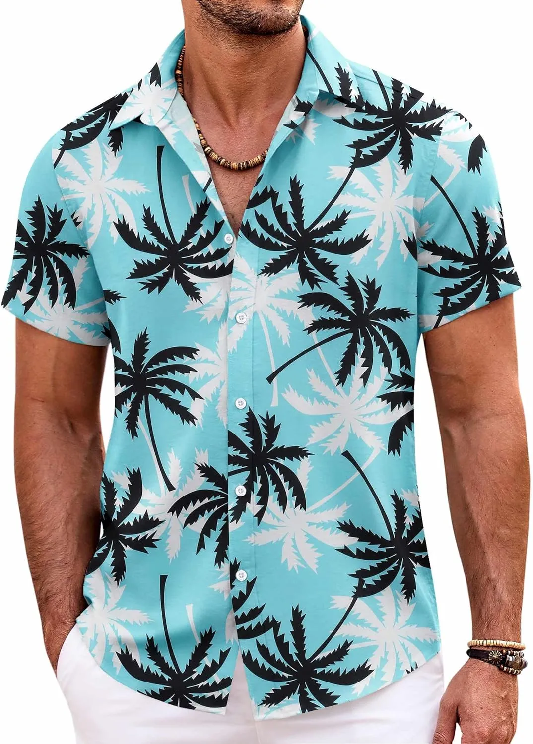 COOFANDY Mens Hawaiian Shirts Short Sleeve Casual Button Down Beach Vacation Summer Shirt