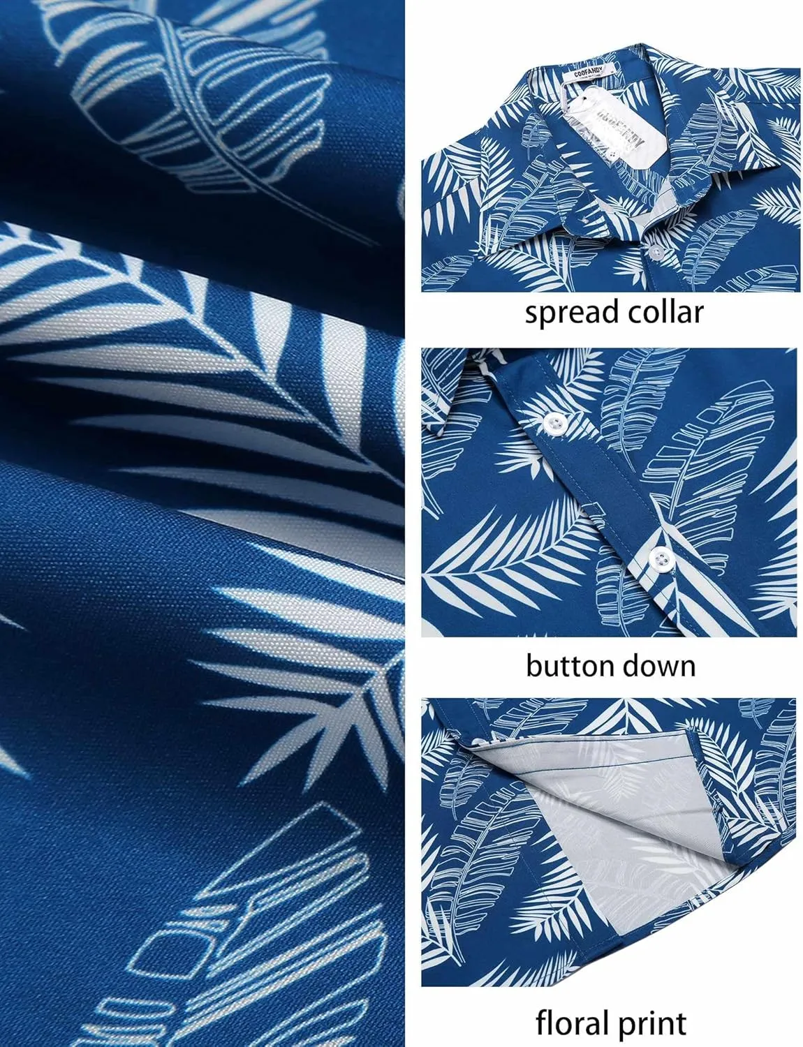 COOFANDY Mens Hawaiian Shirts Short Sleeve Casual Button Down Beach Vacation Summer Shirt