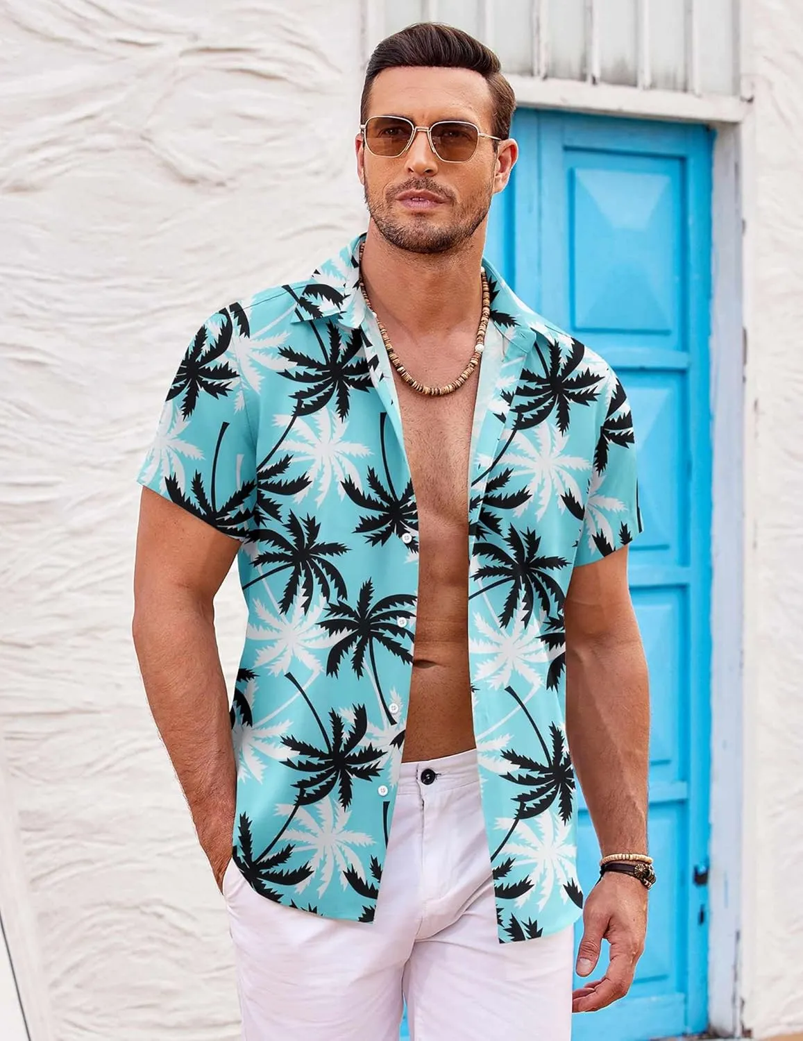 COOFANDY Mens Hawaiian Shirts Short Sleeve Casual Button Down Beach Vacation Summer Shirt