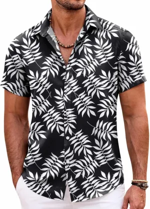 COOFANDY Mens Hawaiian Shirts Short Sleeve Casual Button Down Beach Vacation Summer Shirt