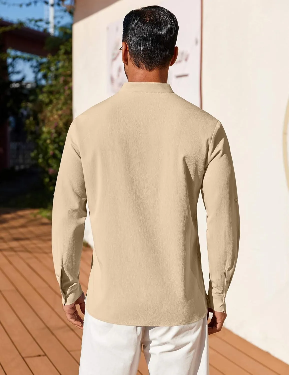 COOFANDY Men's Henley Shirt Long Sleeve Lightweight Casual T-Shirt Summer Beach Hippie Tee Shirt