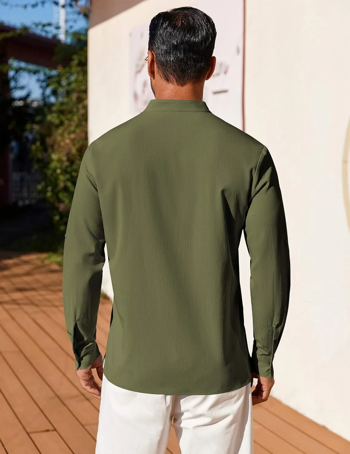 COOFANDY Men's Henley Shirt Long Sleeve Lightweight Casual T-Shirt Summer Beach Hippie Tee Shirt
