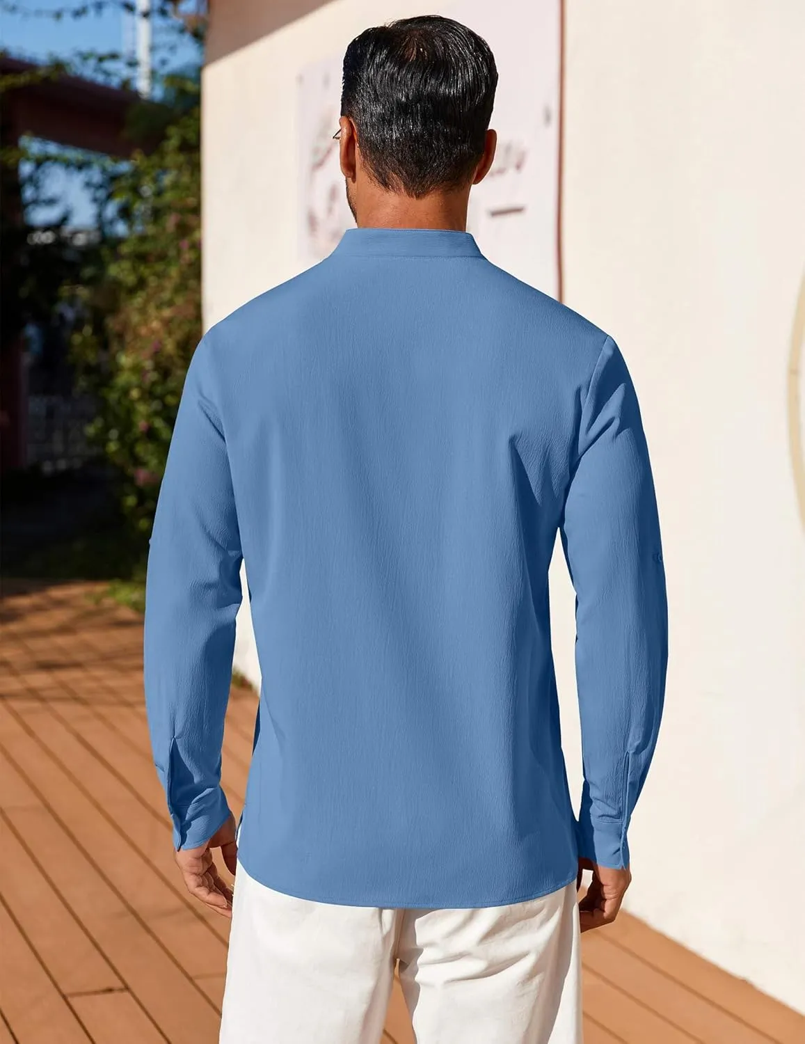 COOFANDY Men's Henley Shirt Long Sleeve Lightweight Casual T-Shirt Summer Beach Hippie Tee Shirt
