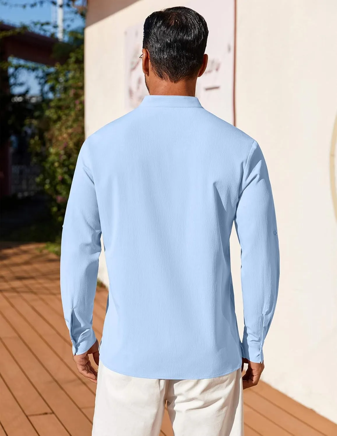 COOFANDY Men's Henley Shirt Long Sleeve Lightweight Casual T-Shirt Summer Beach Hippie Tee Shirt