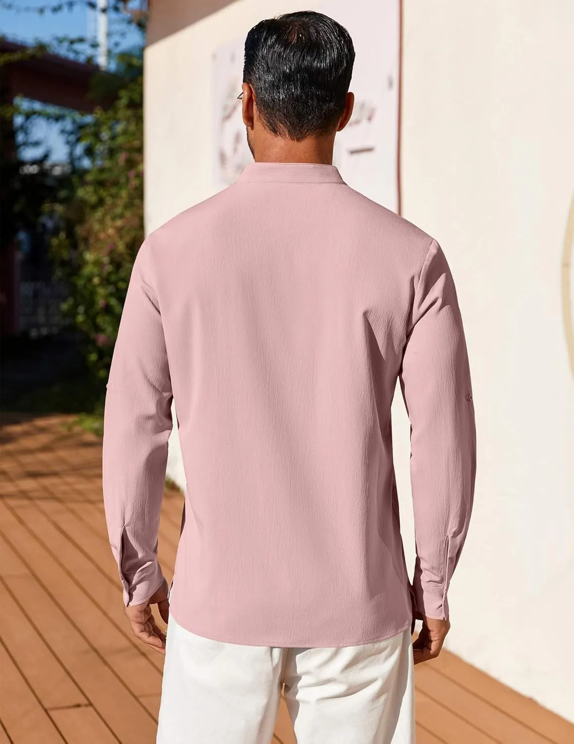 COOFANDY Men's Henley Shirt Long Sleeve Lightweight Casual T-Shirt Summer Beach Hippie Tee Shirt