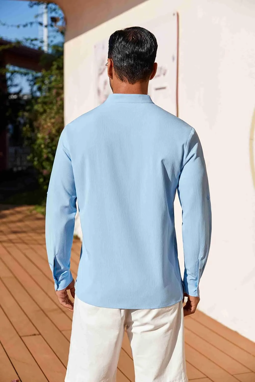 COOFANDY Men's Henley Shirt Long Sleeve Lightweight Casual T-Shirt Summer Beach Hippie Tee Shirt