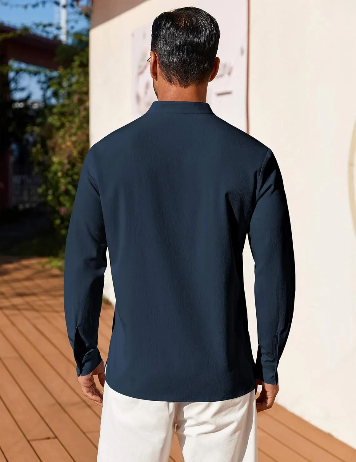 COOFANDY Men's Henley Shirt Long Sleeve Lightweight Casual T-Shirt Summer Beach Hippie Tee Shirt