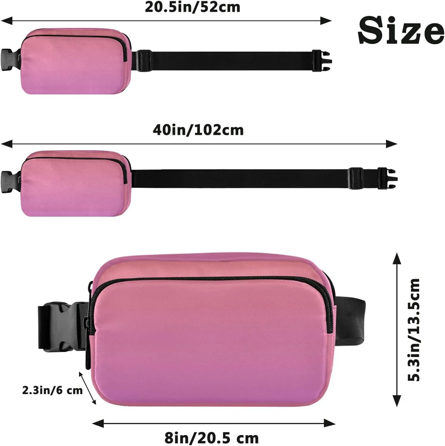 Coral Pink Orchid Gradient Fanny Packs Women Waterproof Hip Pack Belt Pouch Funky Travel Waist Pouch