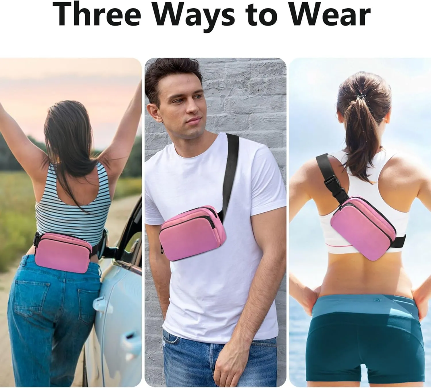 Coral Pink Orchid Gradient Fanny Packs Women Waterproof Hip Pack Belt Pouch Funky Travel Waist Pouch