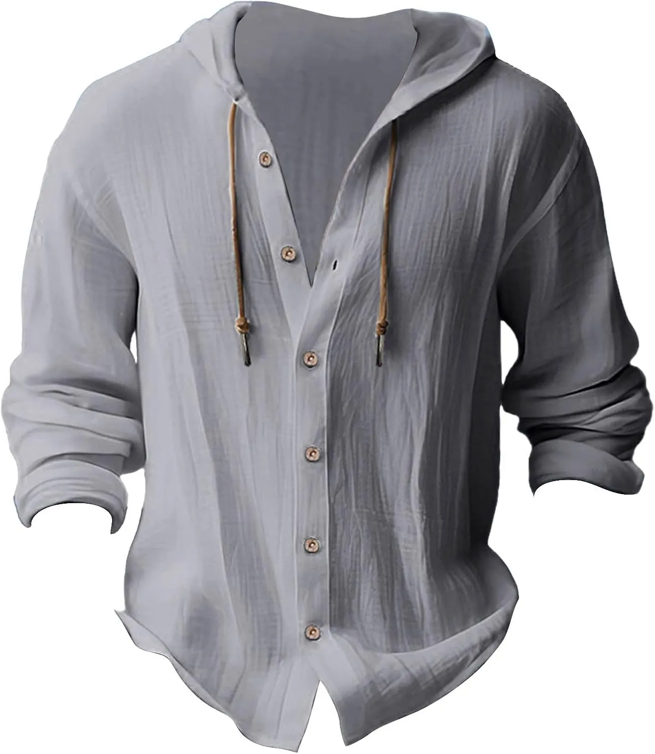 Cotton Linen Shirts for Men Hoodie Tops Casual Lightweight Long Sleeve Henley Beach Shirt Loose Hawaiian Hippie Shirt