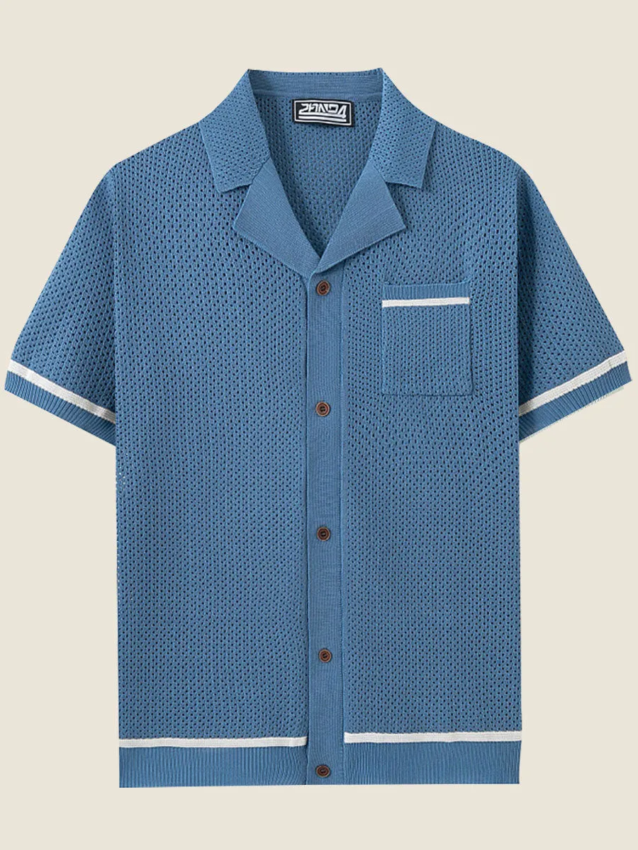 Crochet Short Sleeve Polo Shirt