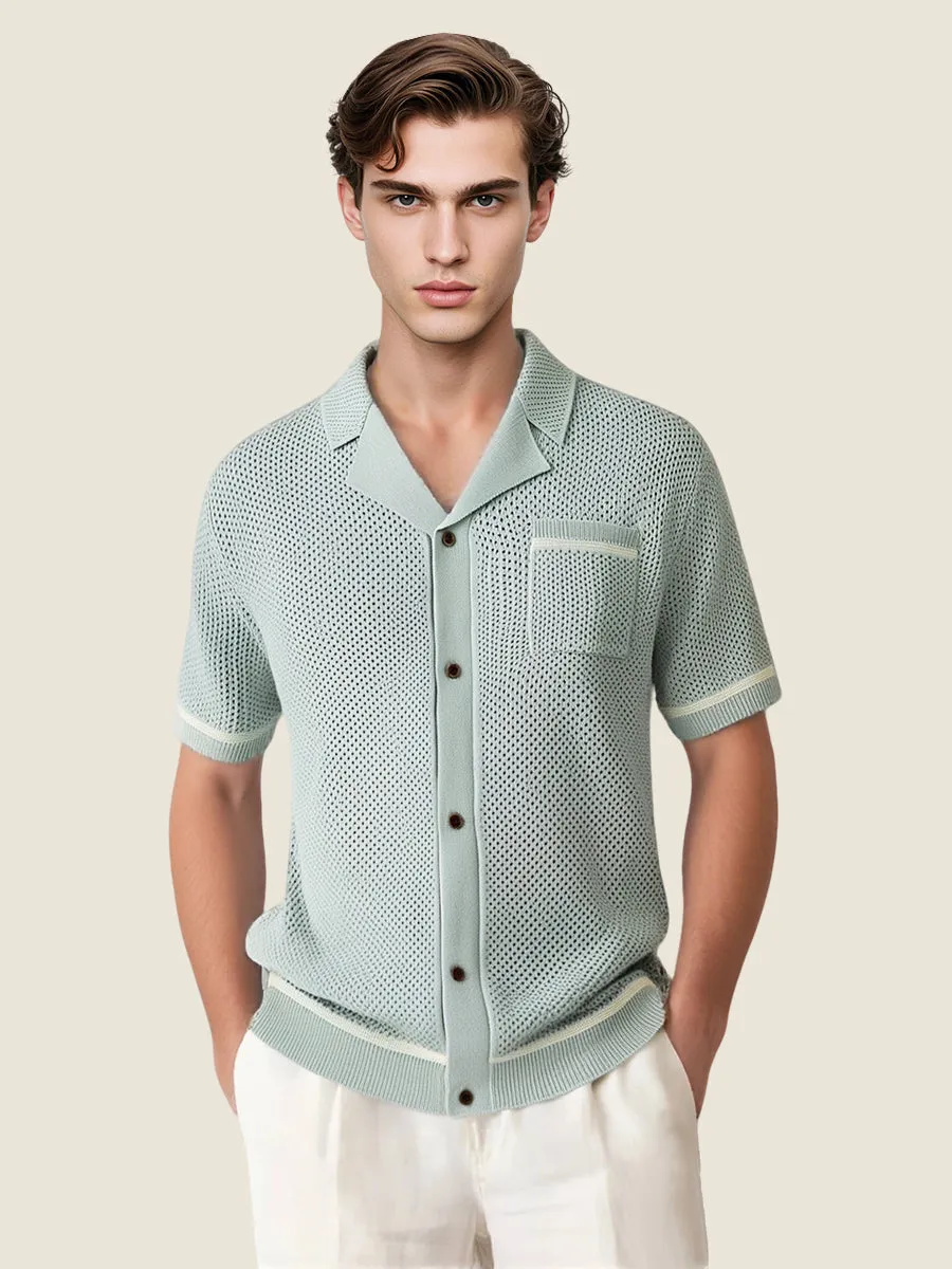 Crochet Short Sleeve Polo Shirt