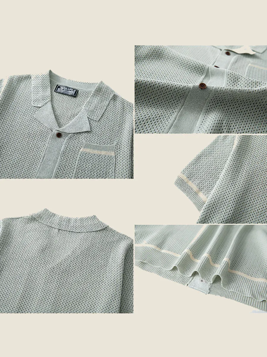 Crochet Short Sleeve Polo Shirt