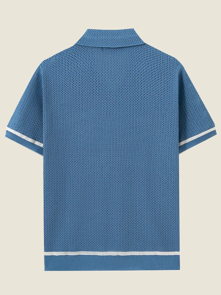 Crochet Short Sleeve Polo Shirt