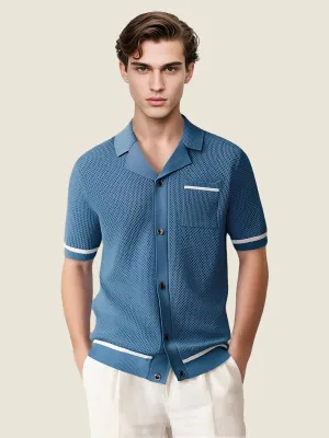 Crochet Short Sleeve Polo Shirt