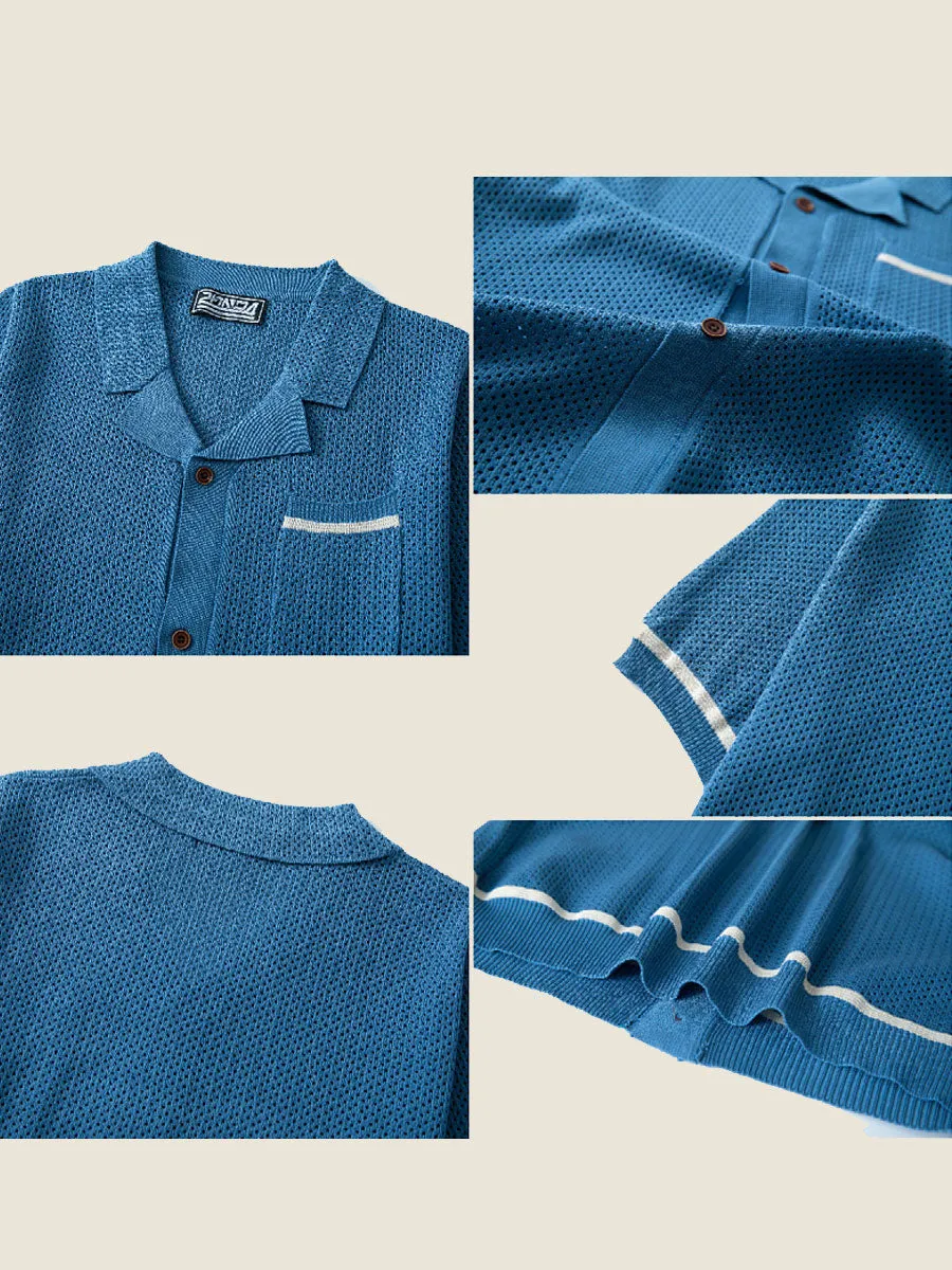 Crochet Short Sleeve Polo Shirt