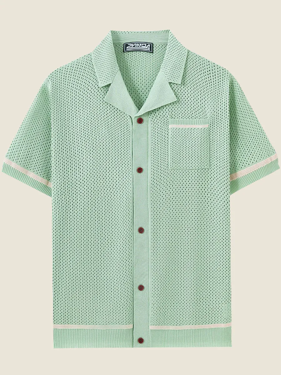 Crochet Short Sleeve Polo Shirt