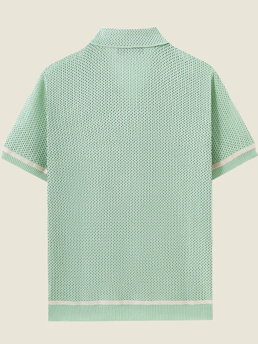 Crochet Short Sleeve Polo Shirt