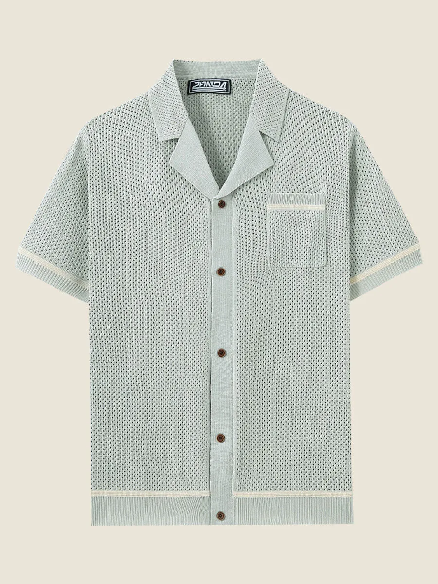 Crochet Short Sleeve Polo Shirt