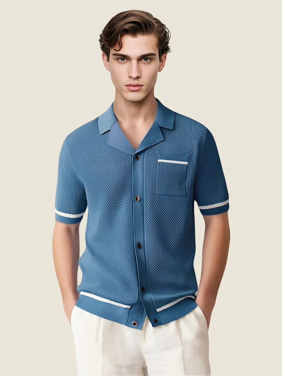 Crochet Short Sleeve Polo Shirt