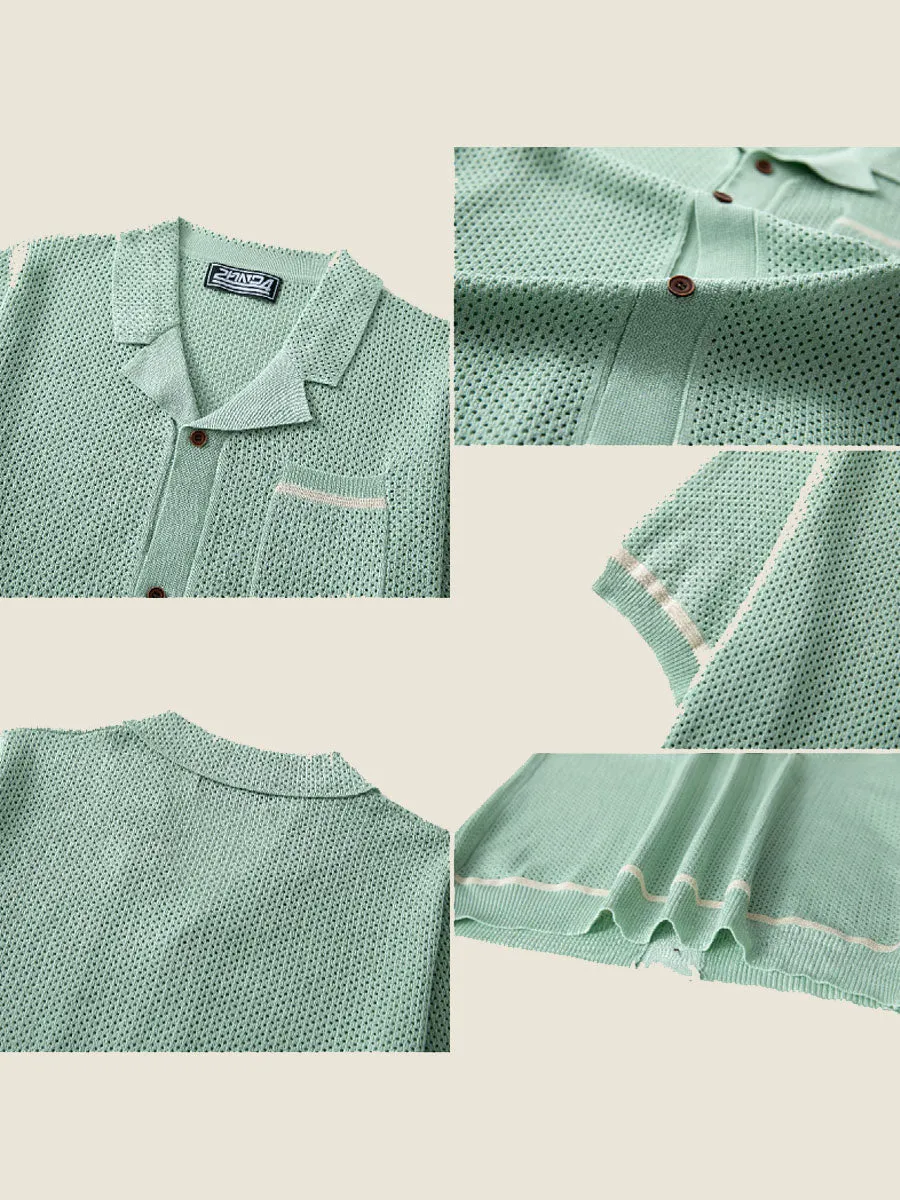 Crochet Short Sleeve Polo Shirt