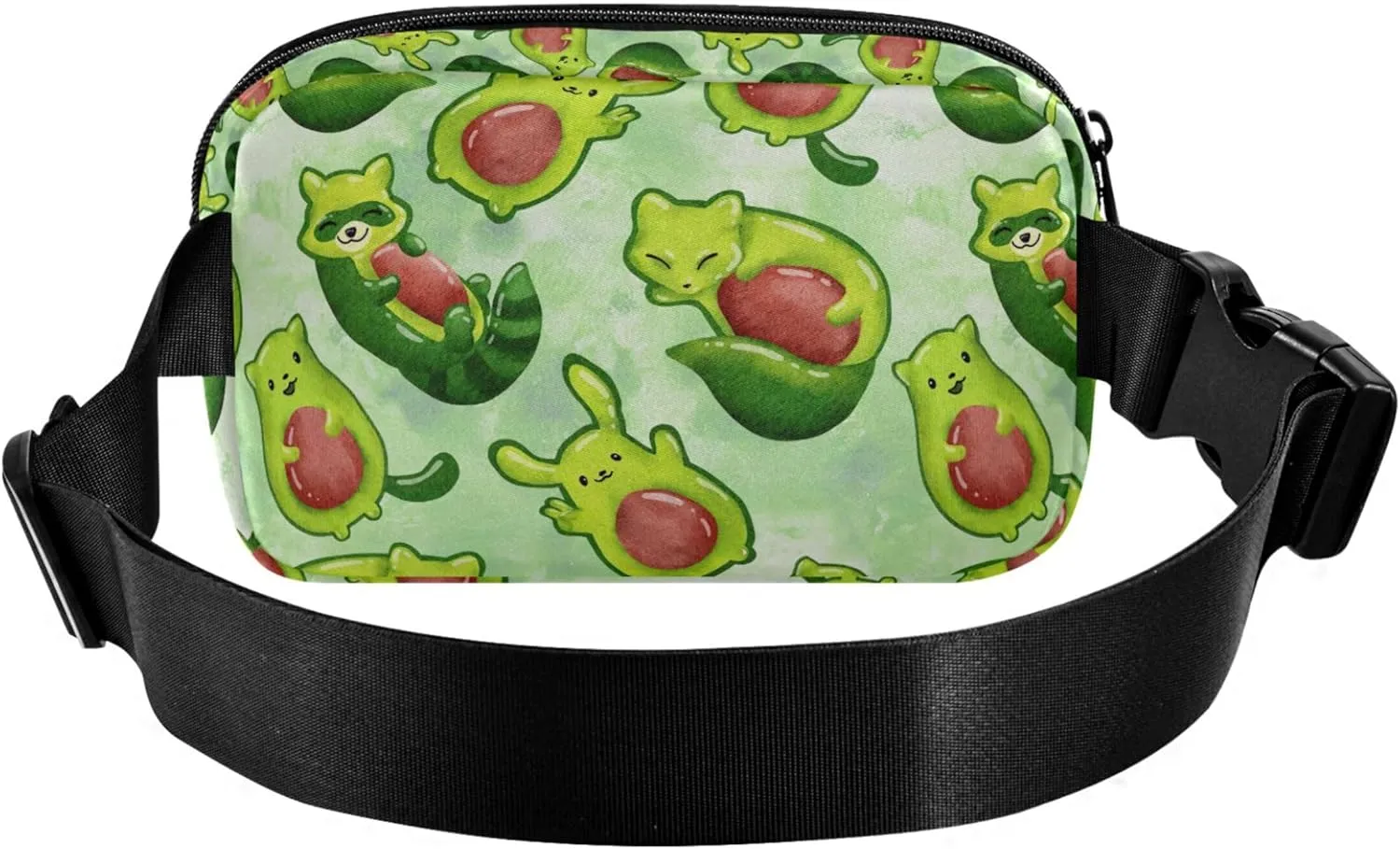 Custom Avocado Animals Cute Fanny Pack for Women Waterproof Belt Bags Hip Pack Pattern Crossbody Waist Pack