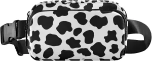 Custom Black White Cow Pattern Women Fanny Packs Waterproof Hip Pouch Belt Bag Designer Crossbody Waist Bag