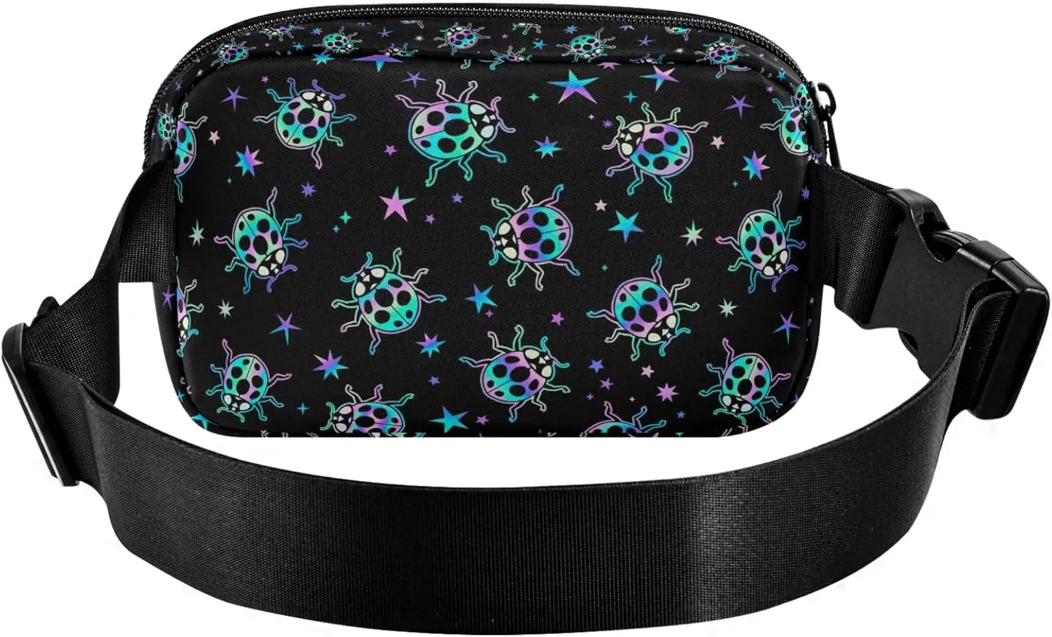 Custom Bright Ladybugs Stars Fanny Packs for Women Waterproof Hip Bag Belt Purse Funky Travel Waist Pack for Men