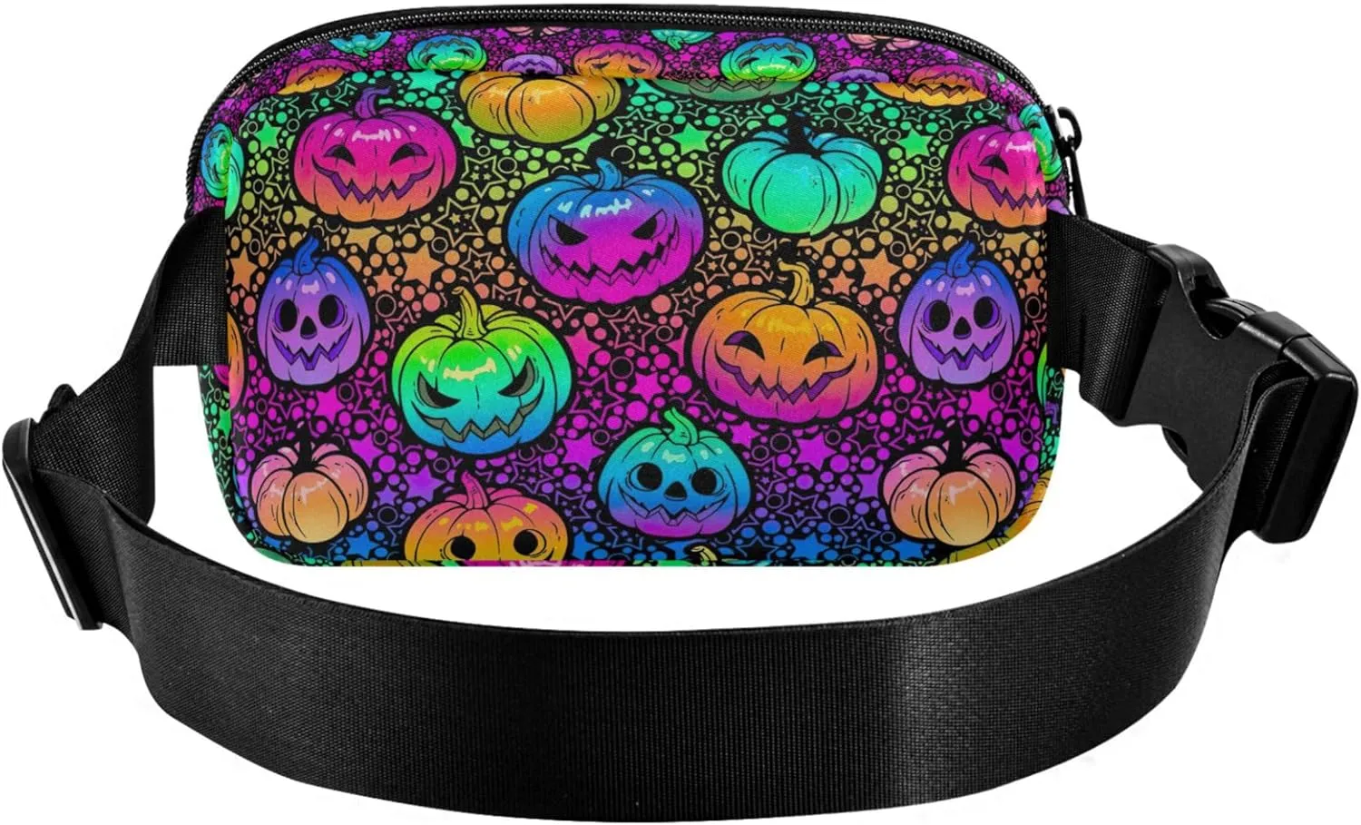 Custom Bright Rainbow Halloween Pumpkins Fanny Packs Women Waterproof Belt Bag Hip Pouch Trendy Cross Body Waist Pack