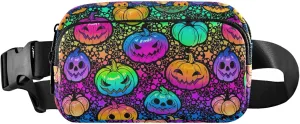 Custom Bright Rainbow Halloween Pumpkins Fanny Packs Women Waterproof Belt Bag Hip Pouch Trendy Cross Body Waist Pack