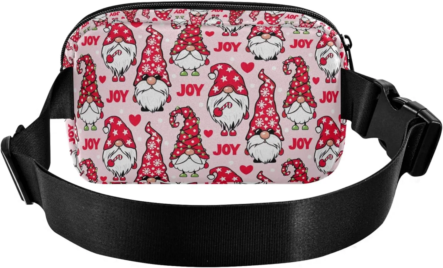 Custom Christmas Gnome Cute Pink Fanny Packs for Women Waterproof Hip Pack Belt Pouch Funky Waist Pack for Women