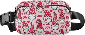Custom Christmas Gnome Cute Pink Fanny Packs for Women Waterproof Hip Pack Belt Pouch Funky Waist Pack for Women
