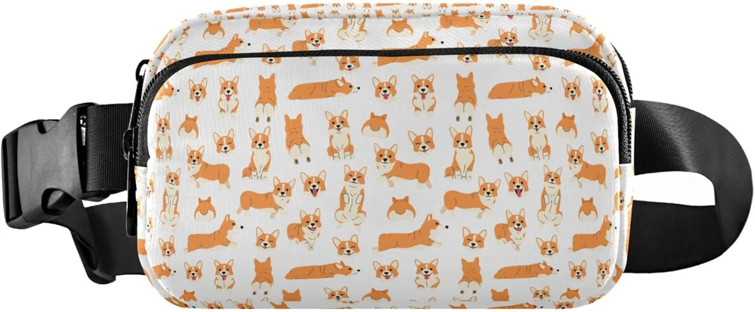 Custom Corgi Pattern Dog Animals Waterproof Women Fanny Packs Belt Bag Hip Pouch Designer Travel Waist Pouch