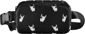 Customized Bull Terrier Dog Black Fanny Packs for Women Cartoon Large Hip Belt Bag Waterproof Waist Pouches for Men