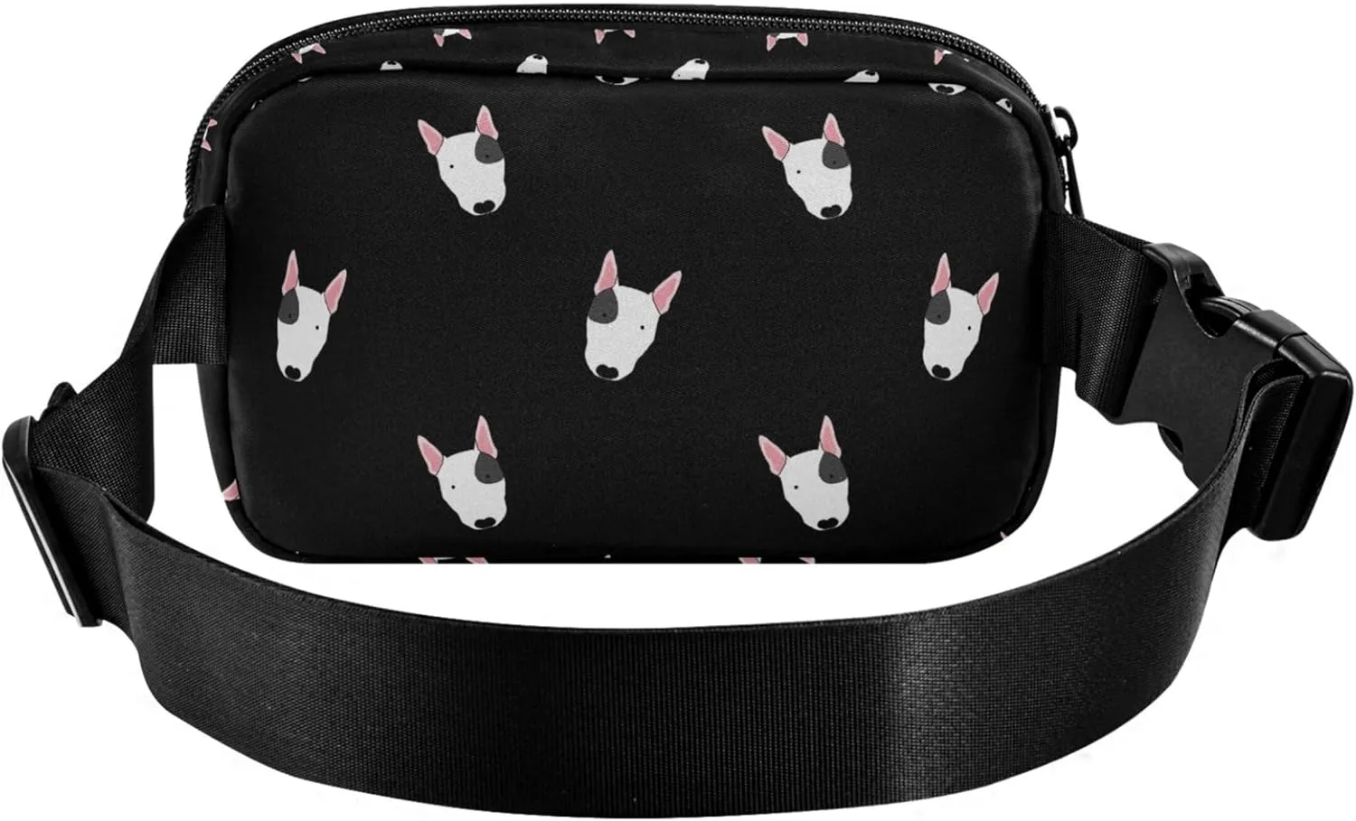 Customized Bull Terrier Dog Black Fanny Packs for Women Cartoon Large Hip Belt Bag Waterproof Waist Pouches for Men