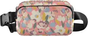 Customized Colorful Floral Pink Flowers Fanny Packs Women Waterproof Large Hip Belt Bag Designer Cross Body Waist Purse
