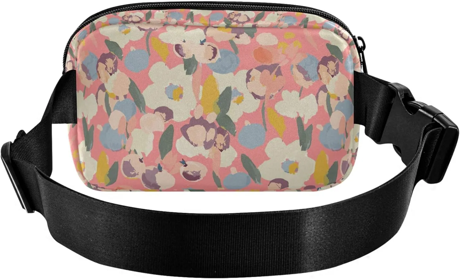 Customized Colorful Floral Pink Flowers Fanny Packs Women Waterproof Large Hip Belt Bag Designer Cross Body Waist Purse
