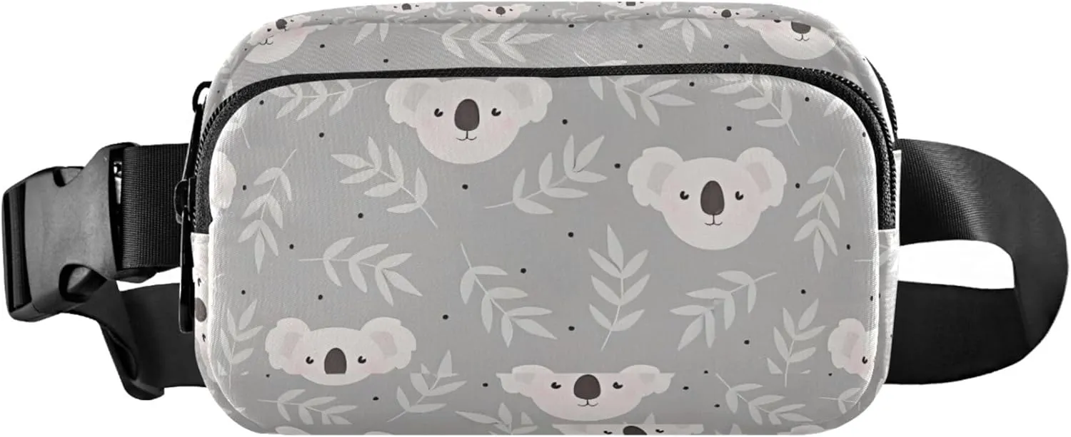 Customized Cute Koala Grey Women Fanny Packs Waterproof Belt Bag Hip Pack Cute Cross Body Waist Pack