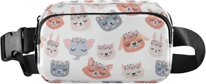 Cute Animals Floral Womens Fanny Pack Waterproof Hip Pack Belt Bag Festival Travel Waist Bag