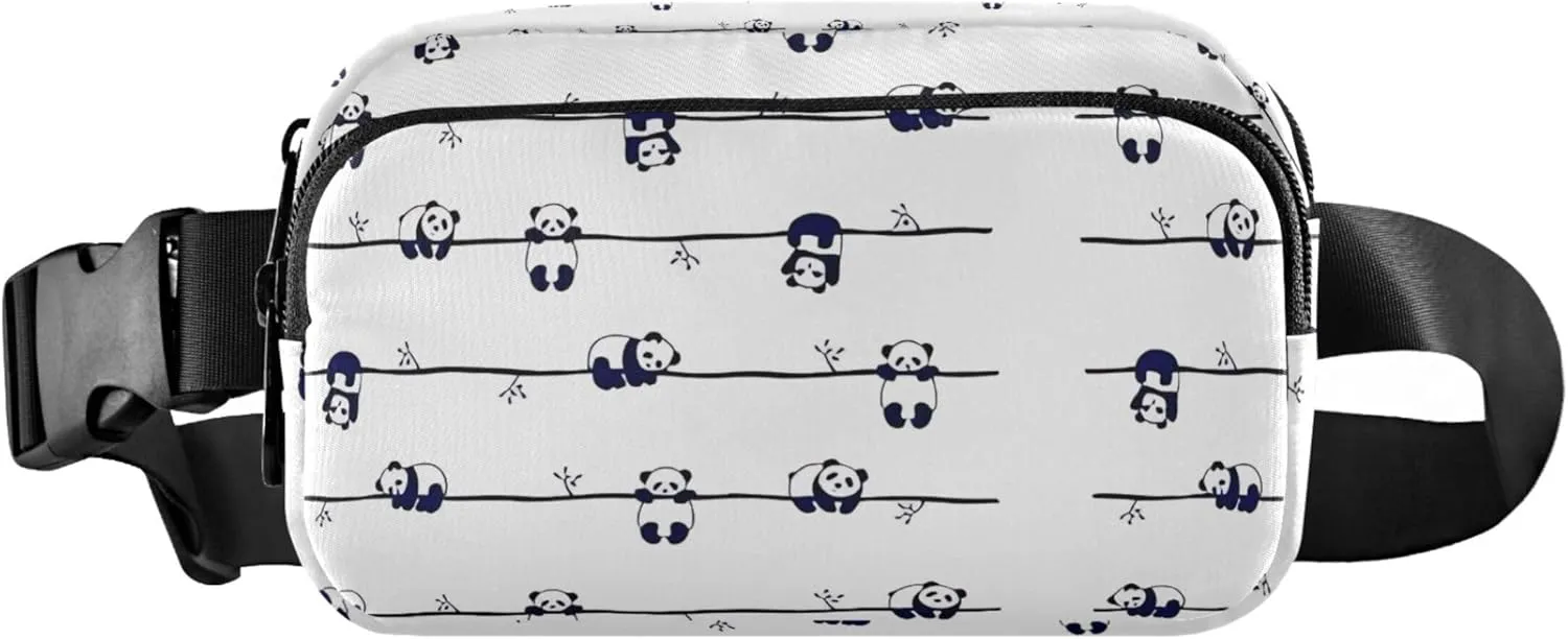 Cute Panda Black and White Women Fanny Packs Hip Pouch Belt Bag Waterproof Cartoon Cross Body Waist Pack