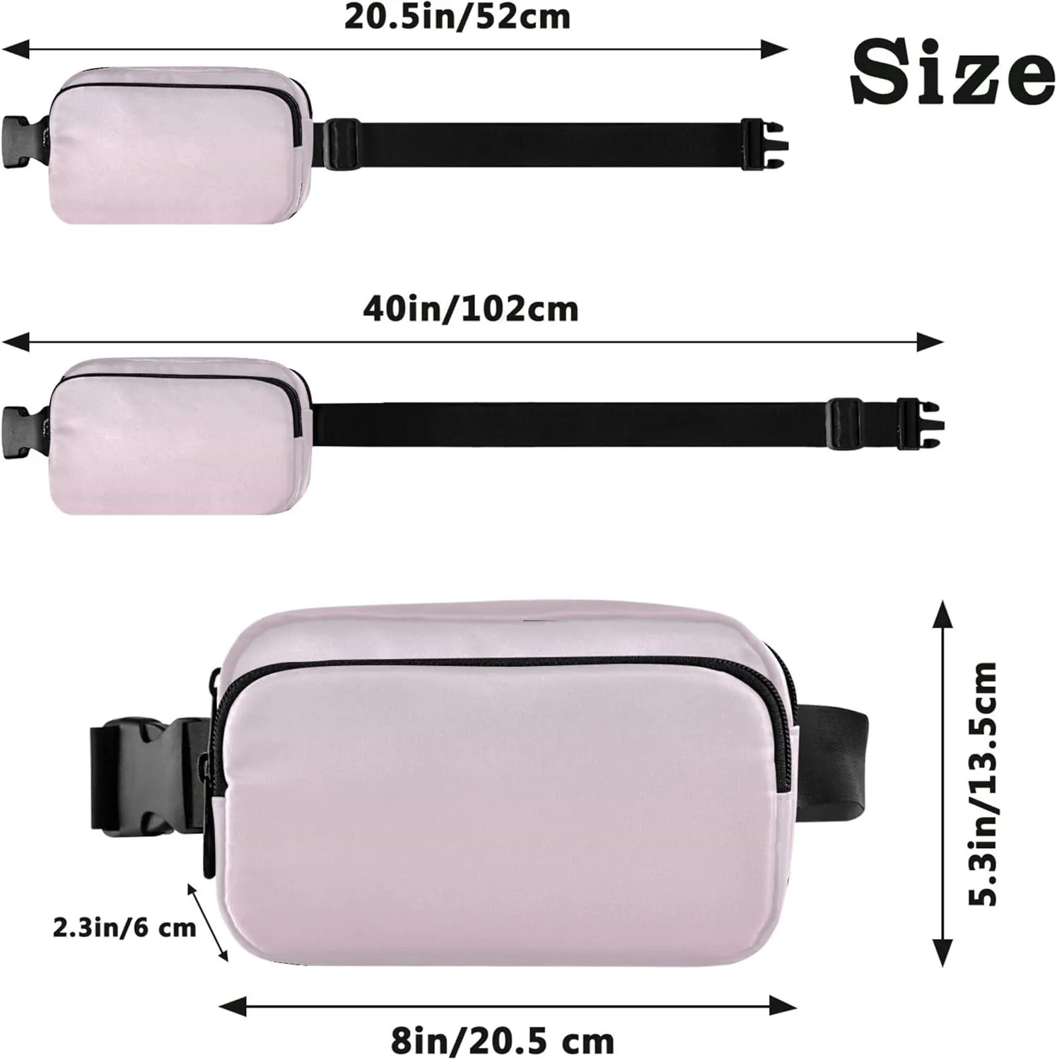 Cute Pink Gradient Fanny Packs Women Waterproof Hip Bag Belt Pouch Cute Crossbody Waist Pack