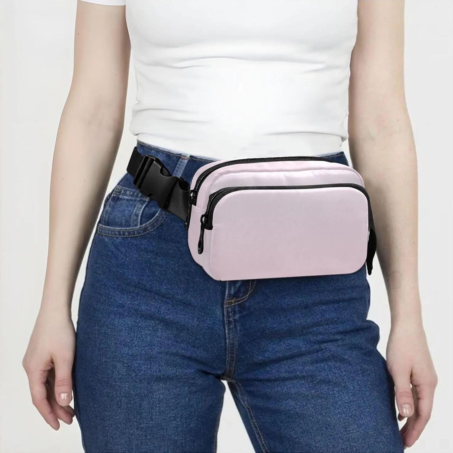 Cute Pink Gradient Fanny Packs Women Waterproof Hip Bag Belt Pouch Cute Crossbody Waist Pack