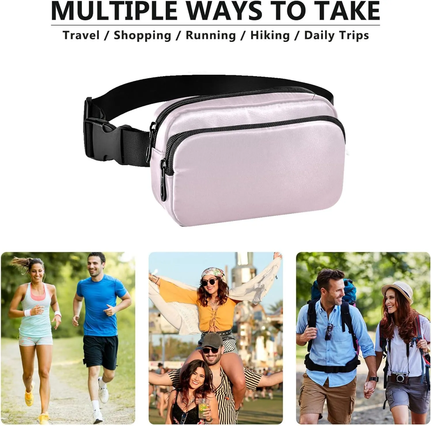 Cute Pink Gradient Fanny Packs Women Waterproof Hip Bag Belt Pouch Cute Crossbody Waist Pack