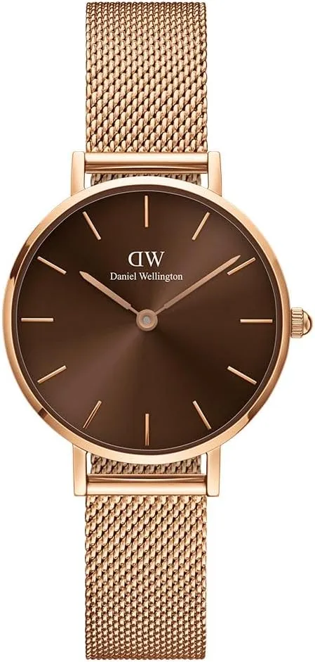 Daniel Wellington Petite Amber 28mm Women's Watch, Stainless Steel (316L) Rose Gold Watch for Women