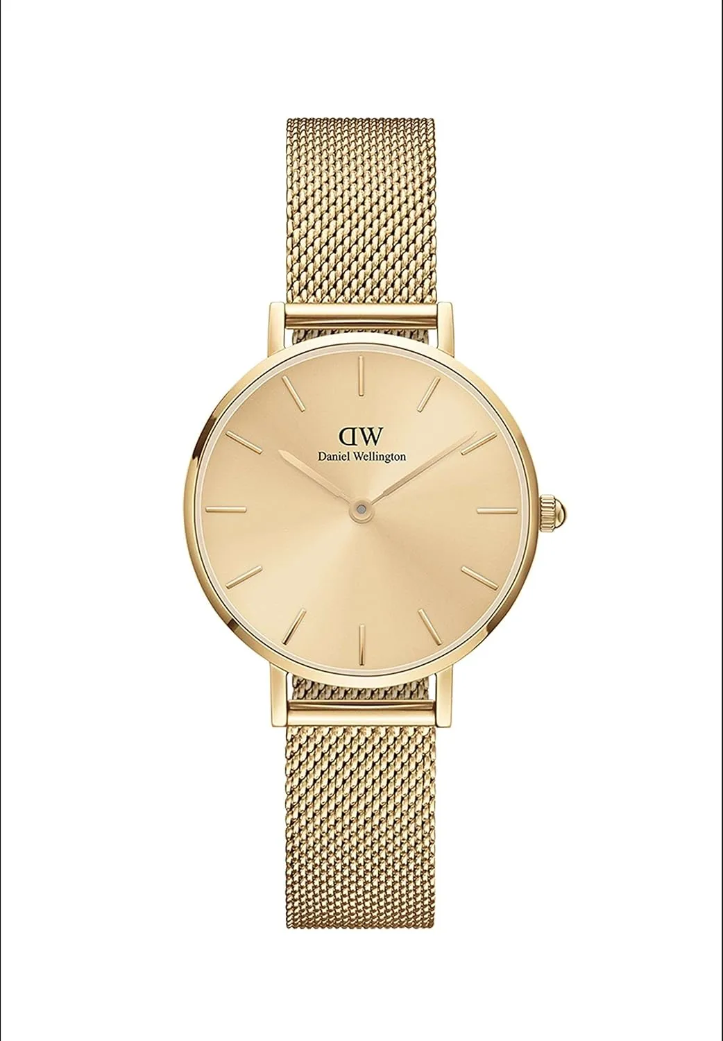 Daniel Wellington Petite Evergold Womens Watch  Japanese Quartz Movement, Stainless Steel Mesh Strap, Water Resistant, Gold Watch for Women